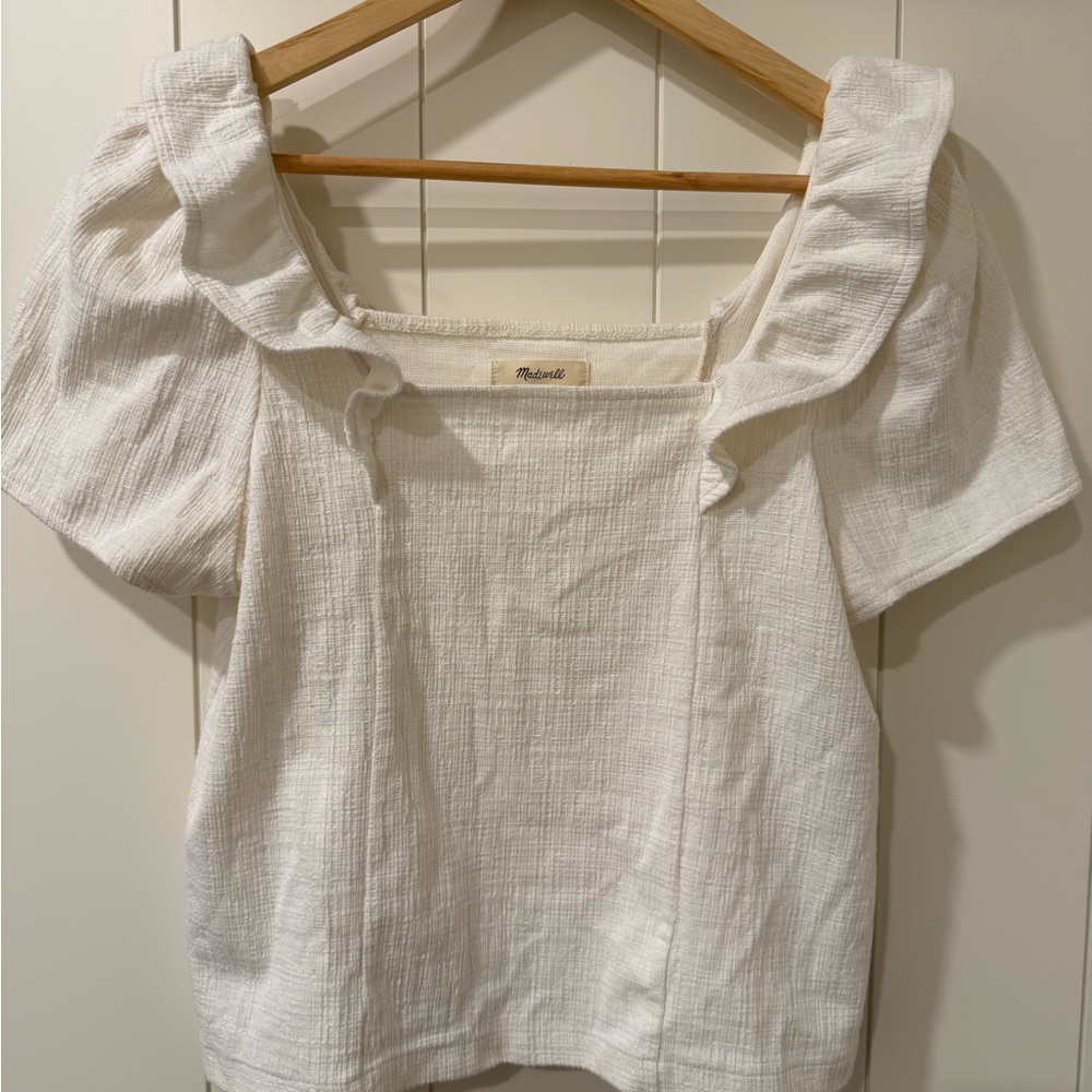 Madewell Cream Ruffled Blouse